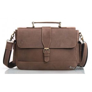 khaki High quality leather briefcase