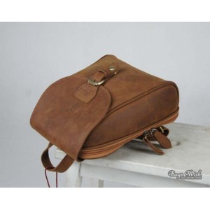 vintage brown leather backpack