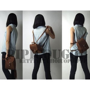 womens vintage brown leather backpack