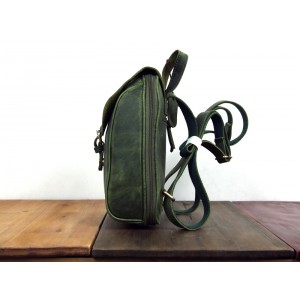 Green vintage leather backpack