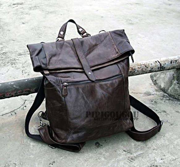 Vintage leather backpack for men brown, black mens leather backpack - BagsWish