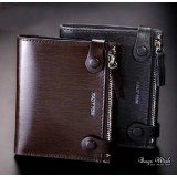 Small leather wallet for men coffee, grey stylish mens wallet