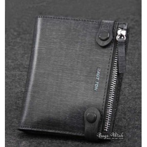 Small leather wallet for men grey