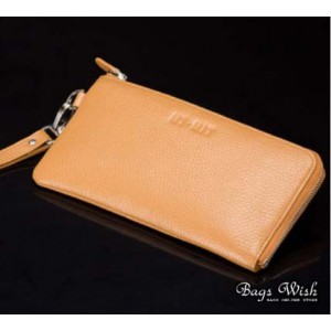 yellow leather clutch purse