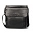 Black leather messenger bag for men