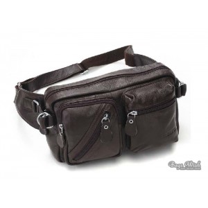 Mens leather fanny pack black, coffee lumbar pack