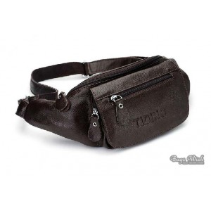Mens fanny pack black, coffee leather waist pack