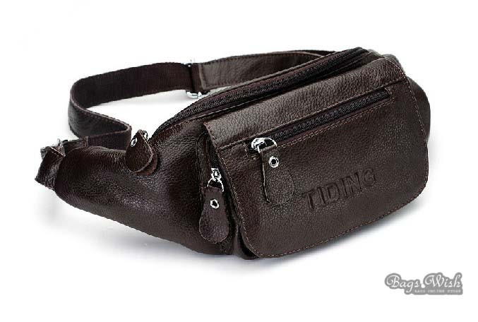 Mens fanny pack black, coffee leather waist pack - BagsWish
