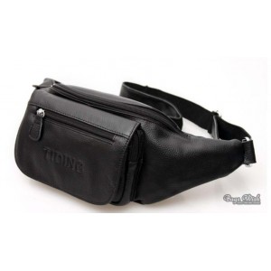 black leather waist pack