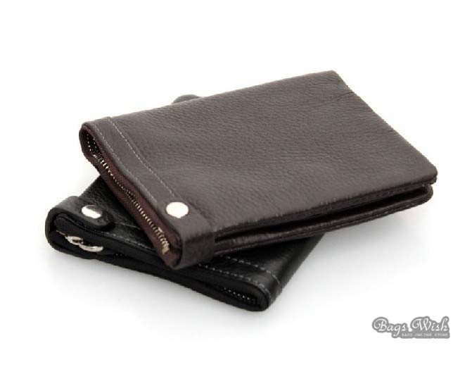 Soft leather wallet coffee, black small mens wallet - BagsWish