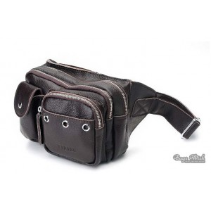 coffee leather waist purse