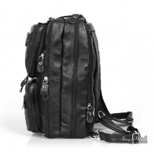 Leather messenger backpack