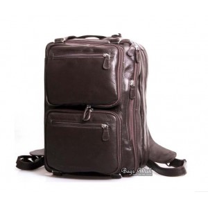 Leather messenger backpack black, coffee mens briefcase bag