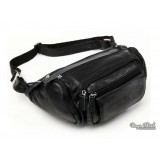 Leather waist pouch black, leather waist wallet