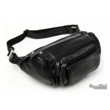 Leather waist pouch black