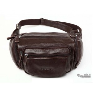 Leather waist pouch coffee