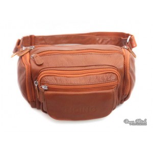 Leather waist pouch brown