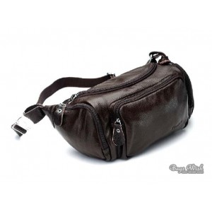 Leather travel pouch, coffee leather waistpack
