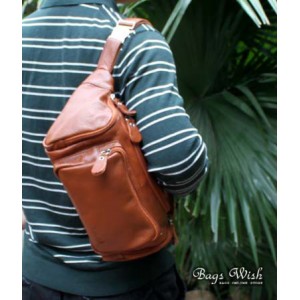 mens brown leather waistpack
