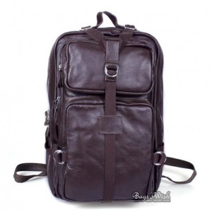 Leather purse backpack coffee