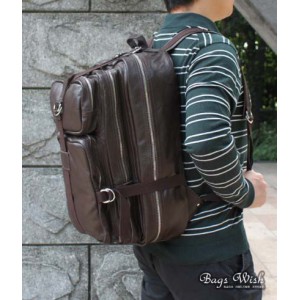 mens offee leather rucksack