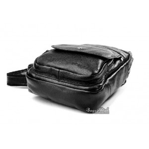 black backpack with one shoulder strap