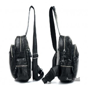 black backpack one shoulder