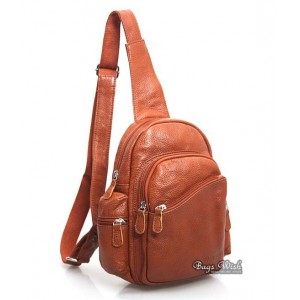brown backpack one shoulder