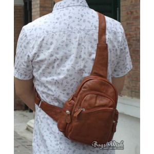 brown backpack one strap