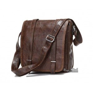 Mens shoulder bag coffee, mens messenger leather bag