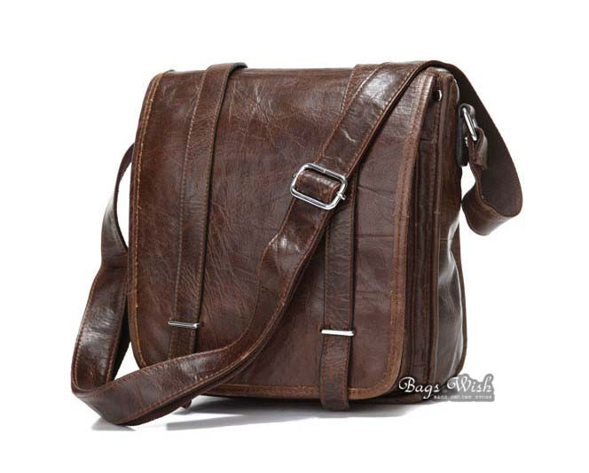 Mens shoulder bag coffee, mens messenger leather bag - BagsWish