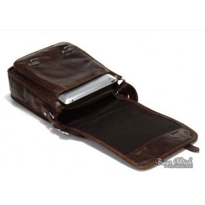 leather Mens shoulder bag coffee