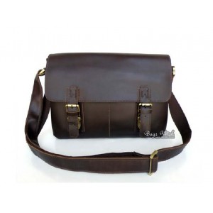 Flap over briefcase, coffee handmade leather bag