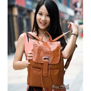 orange genuine leather backpack