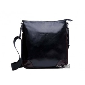 Hip messenger bag, black leather mens messenger bag