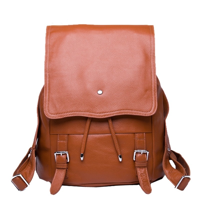Brown leather backpack for women, coffee leather backpack vintage - BagsWish