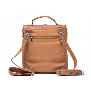 khaki backpack leather purse