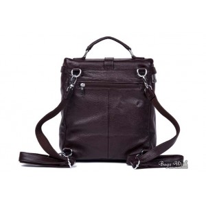 brown backpack leather purse