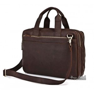 Leather mens briefcase, coffee leather messenger bag briefcase