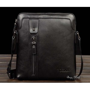 Leather bag messenger black