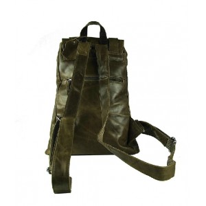 army green Leather rucksack for women