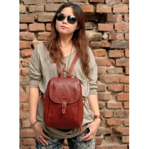 Backpack purse leather brown