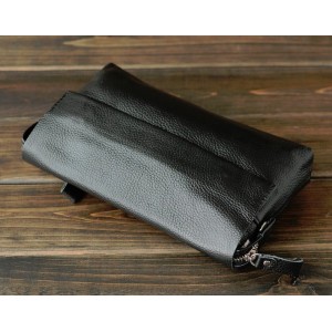 black leather pouch clutch