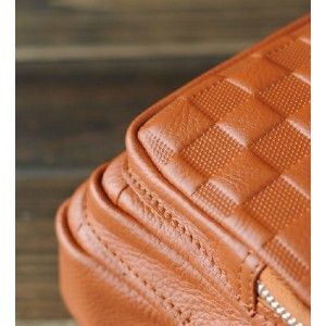 orange leather messenger shoulder bag