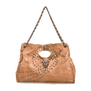 Brown leather satchel handbag