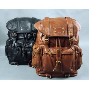 vintage leather travel backpack