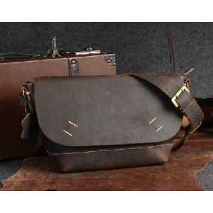 Leather messenger bag for school, man bag