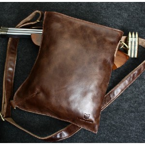Leather messenger, leather shoulder bag men