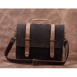 Leather brief bag, leather briefcase for men
