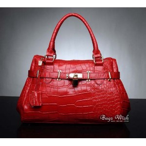 red Crocodile leather handbag